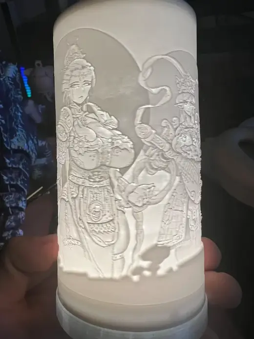 四大天后拓竹浮雕灯白色单色打印