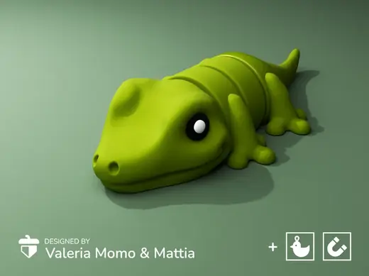 Cute Flexi Gecko (Toy, Keychain & Magnet)