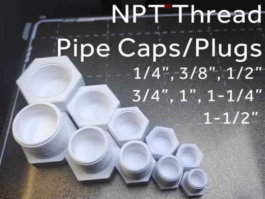 NPT Thread Caps and Plugs - 1/4, 3/8, 1/2, 3/4, 1"