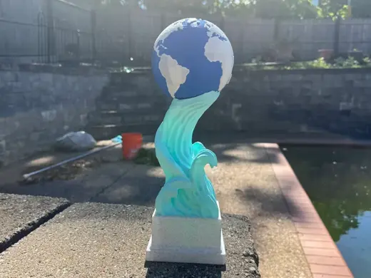 Earth's Lifeblood - Globe on Ocean Waves - Trophy