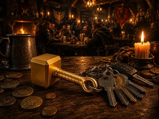 ThorForge Tavern Gold Hammer Keychain