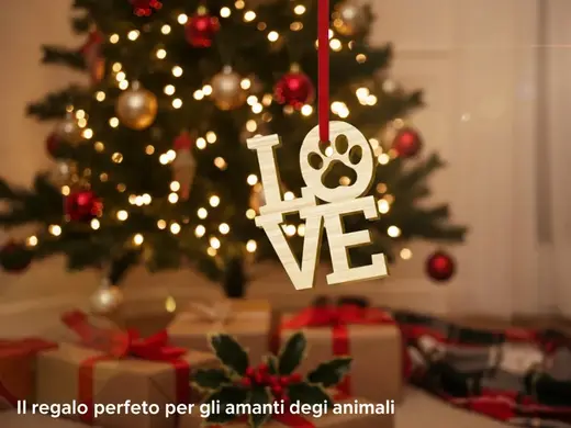 Addobbo Natalizio LOVE con impronta di un cane
