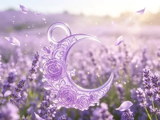 月上玫瑰·月牙雕花挂饰