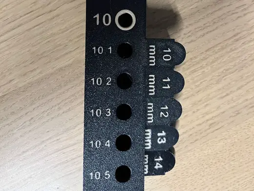 Hole template - 2 till 14 mm - with 0.1mm steps