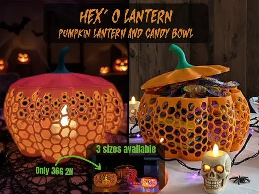 Hex' O Lantern: pumpkin lantern and candy bowl