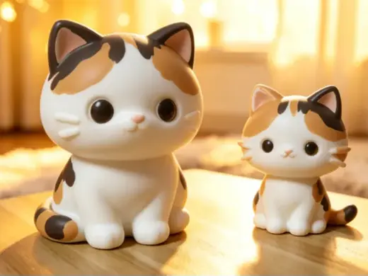 三花和她的妈妈 小猫主体摆件