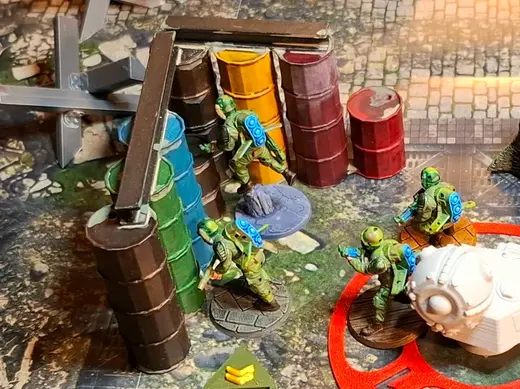 L-Shape Barrel Wall with RSJs - Wargame Terrain