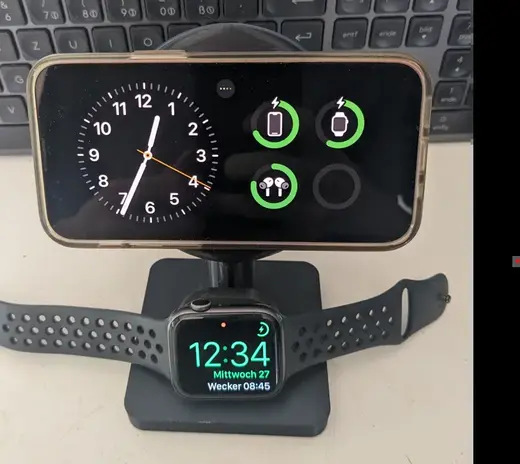 Magsafe iPhone and Apple Watch Stand, angled 30°