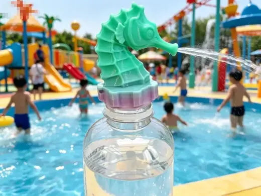 海马水瓶喷水喷嘴 海洋童趣装饰小物件 海马瓶盖喷水 水世界 适配百岁山矿泉水瓶 可喷水趣味桌面装饰
