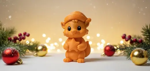 Cat with Star and Hat Christmas Figurine