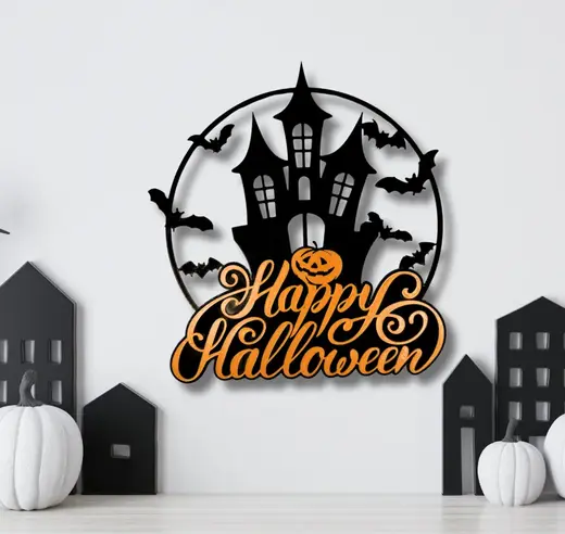 Happy Halloween castle wall decor