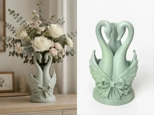 Mint Swan Bow Vase