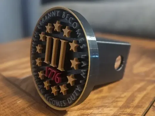 3 Percent 2nd Amendment 2A hitch cover