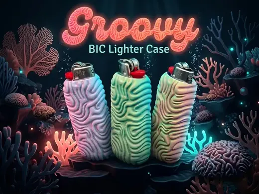 Groovy Coral - BIC Maxi J26 lighter Sleeve / Case