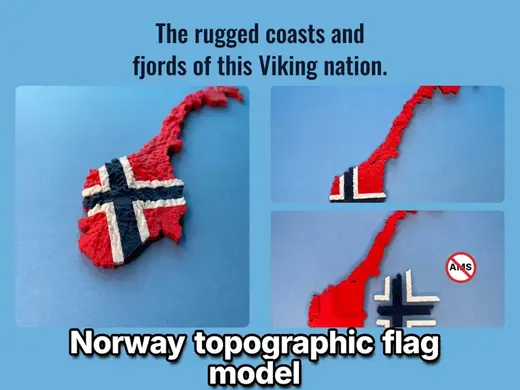 Norway topography flag model Norge Noreg