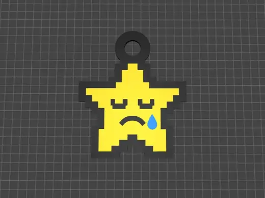 Sad Pixel-Art Star Keychain
