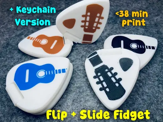 Pick and Guitar Slider + Flip Fidget (+ keychain)