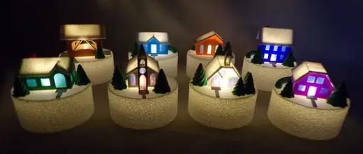 Small Tea Light Christmas Village Putz Houses