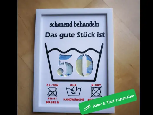 Geld-Geschenk mit Rahmen Schonend behandeln