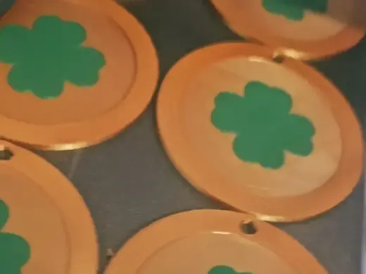 COIN Ornament with Clover - St. Patricks Day Decor