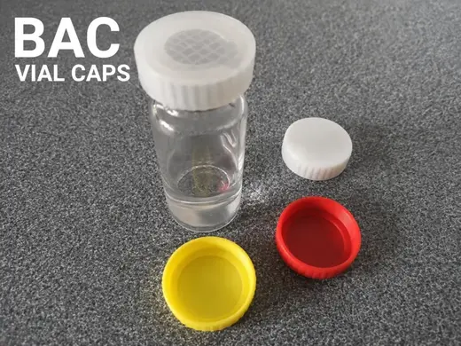 Peptide BAC H2O Vial Caps (Custom Colours)