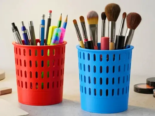 Grid-Core Organizer – Pen & Brush Holder: Desk Bin