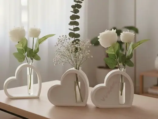 Heart Flower Vase Set – 3 Designs