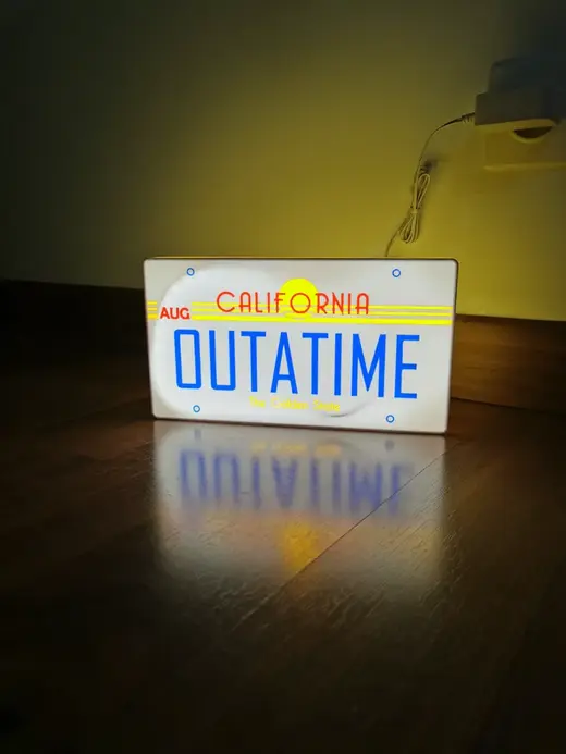 Back to the futur DeLoren licence plate led logo/lightbox - Lampe led Retour vers le futur