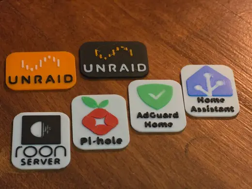 Case badges: Home Ass,AdGuard,Pi-hole,Roon,unRAID