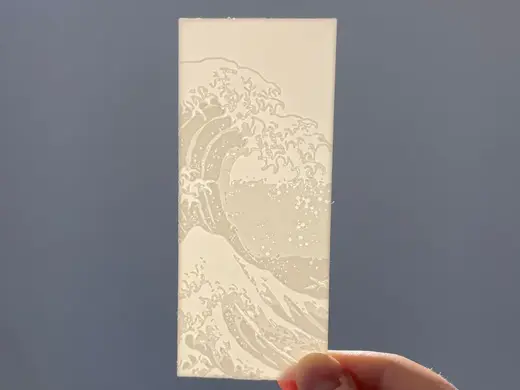 The Great Wave lithophane style bookmark
