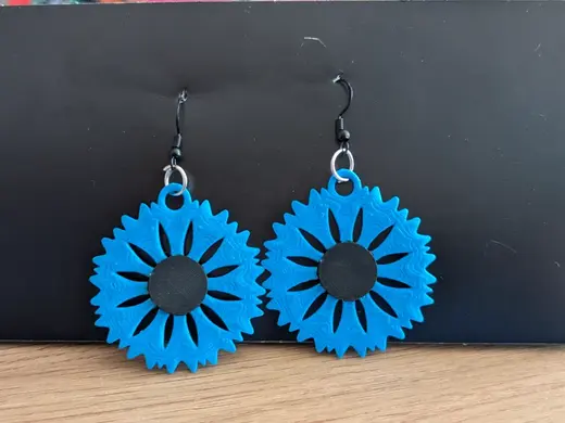 Intricate Cornflower Dangle Earrings