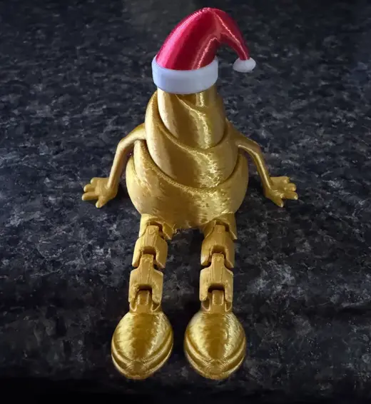 Articulated Poop Emoji with Santa Hat