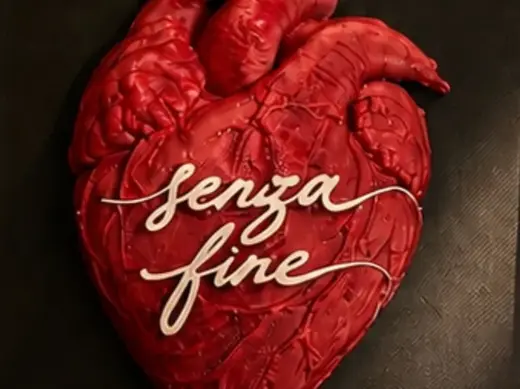 Cuore anatomico con scritta "Senza fine"