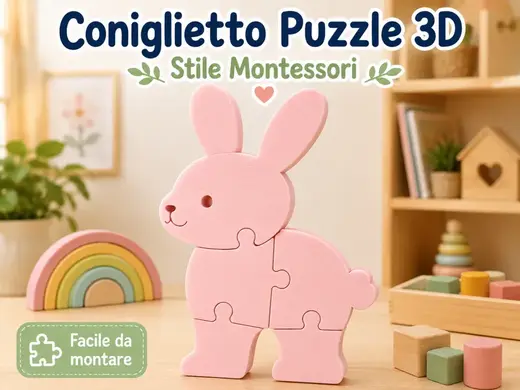 CONIGLIETTO Puzzle 3D | Montessori|Gioco Educativo