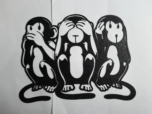 silhouette of hear, see and keep quiet monkeys