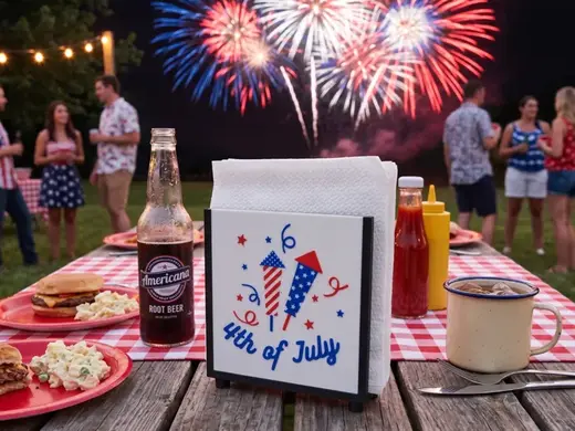 Interchangeable Napkin Holder - 4th Fireworks