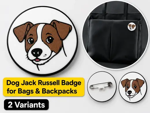 Dog Jack Russell Badge for Bags & Backpacks