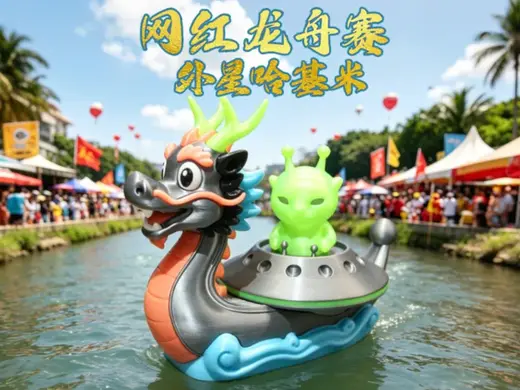 网红龙舟赛之外星哈基米船六一端午节特典全拆件摆件