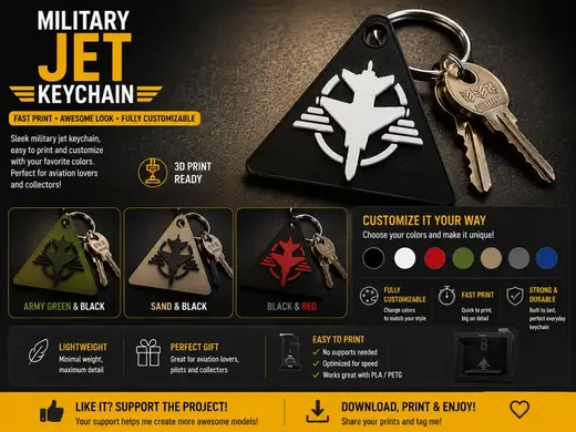 Stealth Jet Triangle Keychain Military Portachiavi