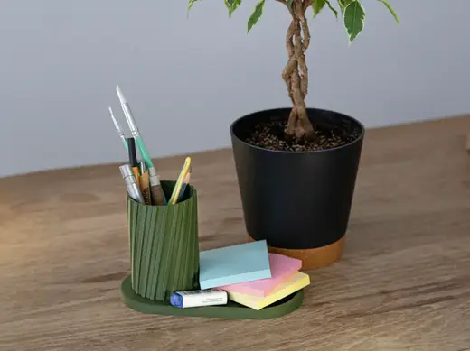 Spiral Pen Holder with Storage Tray