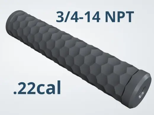 High Power Moderator Hexagon .22 (3/4-14 NPT)
