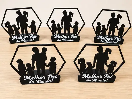 Father's Day Hexagon Silhouette Stand Set