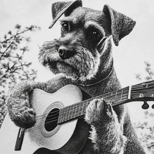 Schnauzer Playing Guitar Funny Wall Art Pet Dog