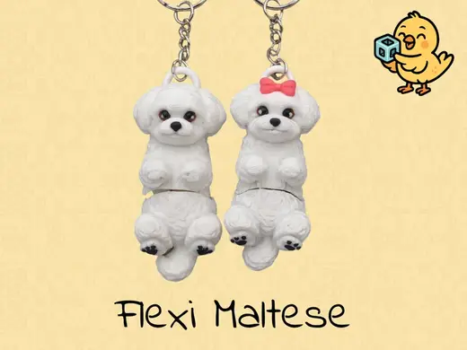 Maltese Keychain – Articulated Flexi Cute Dog
