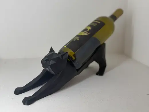 Gatto porta bottiglie di vino (Low poly)