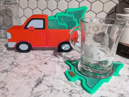 Christmas Tree Coaster Set with Truck Holder