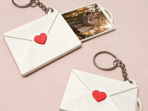 Letter Keychain with photo - Saint Valentine Gift
