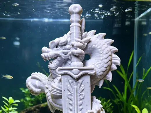 青龙抱剑龙剑摆件鱼缸造景