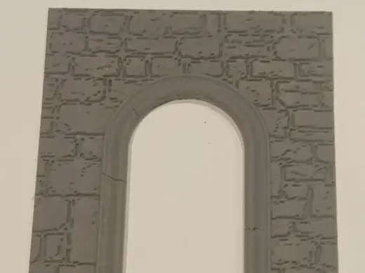 Stone wall with arched doorway - for D&D, etc