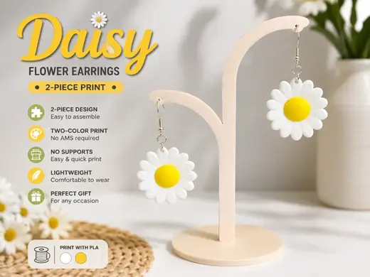 Daisy Flower Earrings | 2-Piece Print